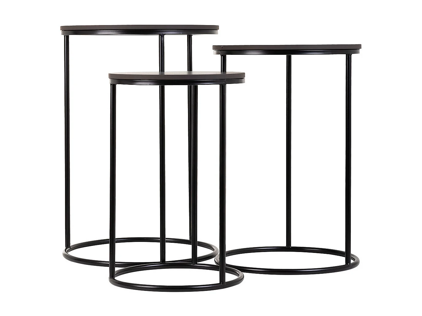 Conjunto de mesas 3 peças metal preto 29x29x46h-34x34x52h-39x39x57h cm