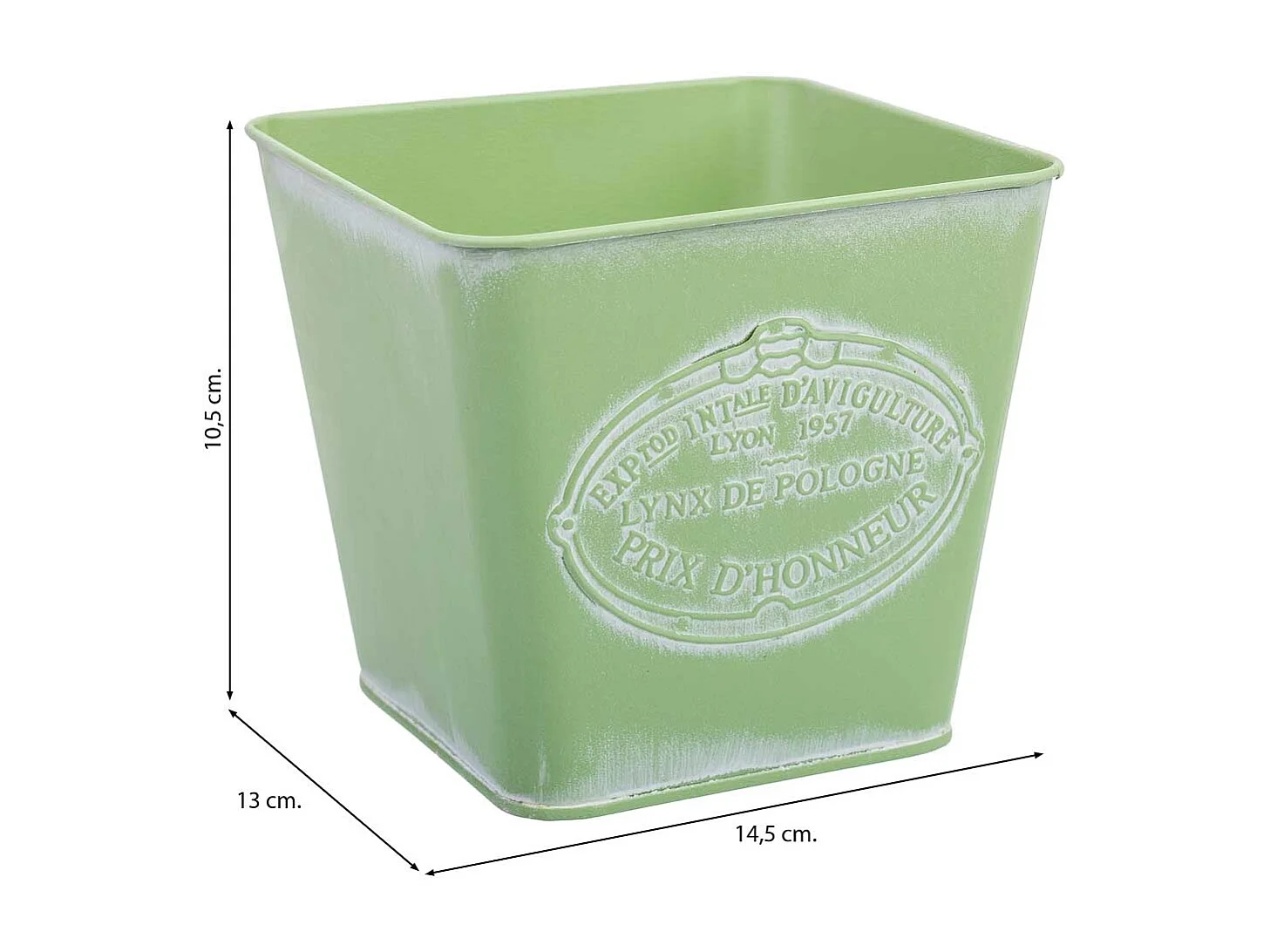Panier en métal vert 14.5x13x10.5