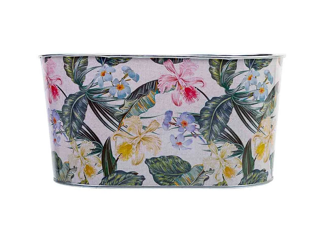 Cestino in metallo stampato a fiori 22,5x13,7x11,3 B20x11