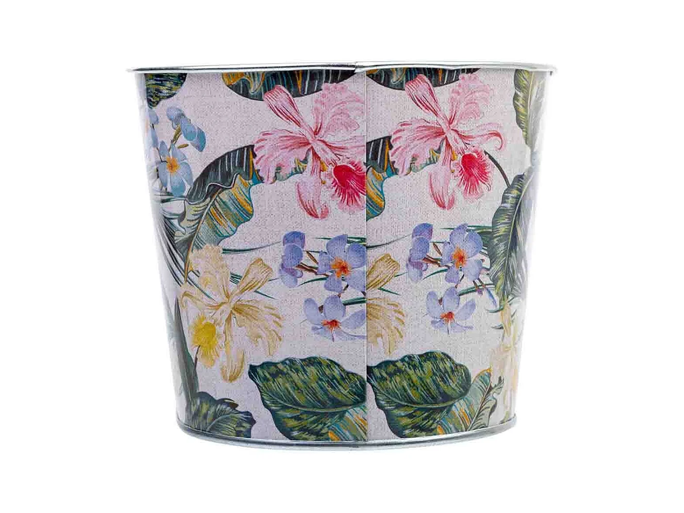 Cestino in metallo stampato a fiori 22,5x13,7x11,3 B20x11