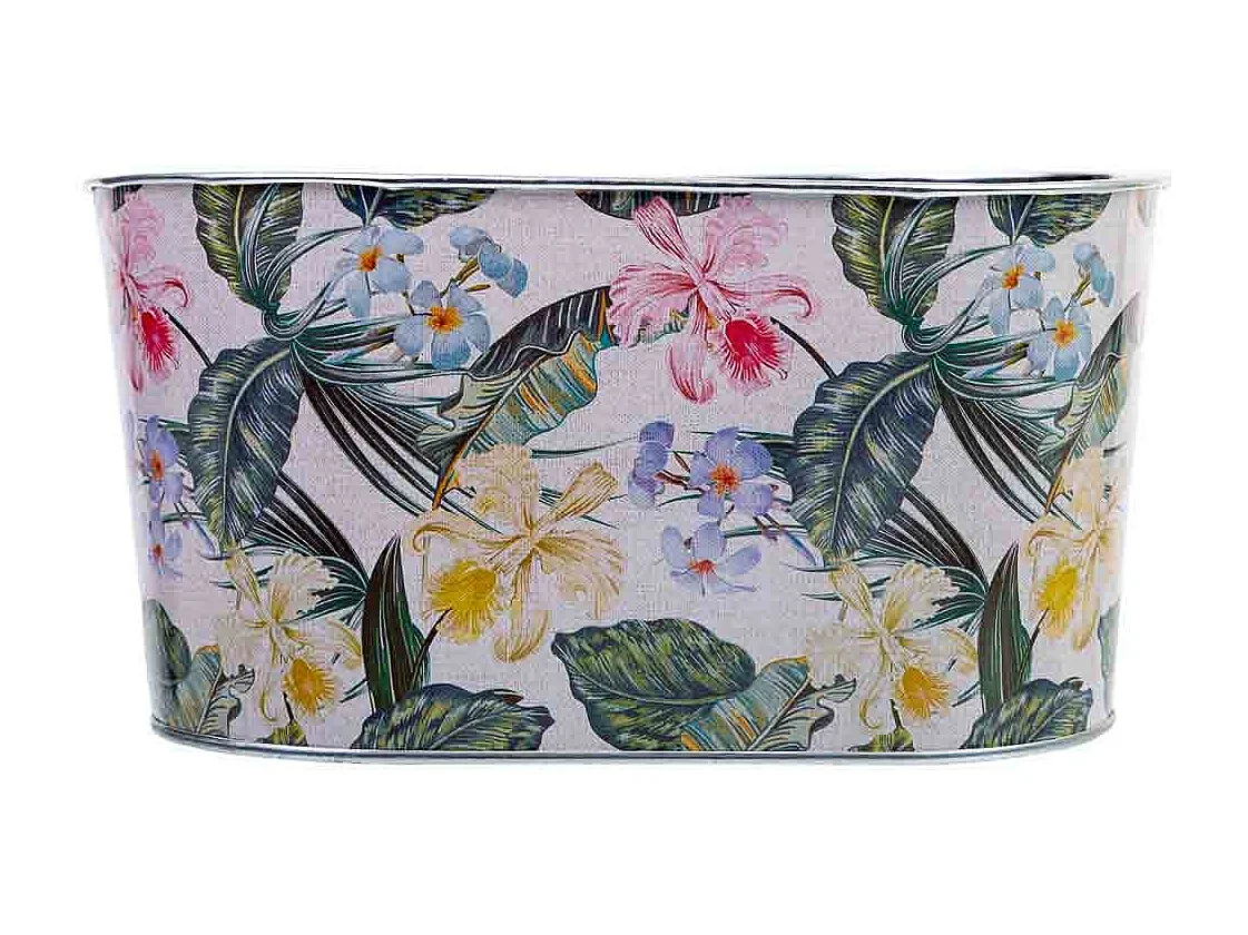 Cestino in metallo stampato a fiori 22,5x13,7x11,3 B20x11