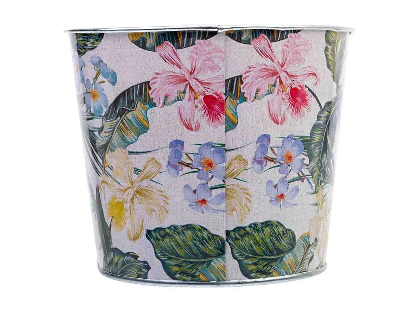 Cesto metálico estampado com flores 22,5x13,7x11,3 B20x11