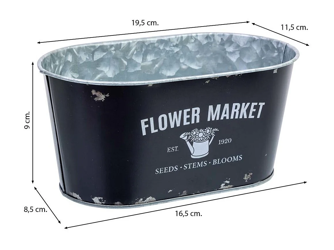 Schwarzer Metallkorb 19,5x11,5x9 B16,5x8,5