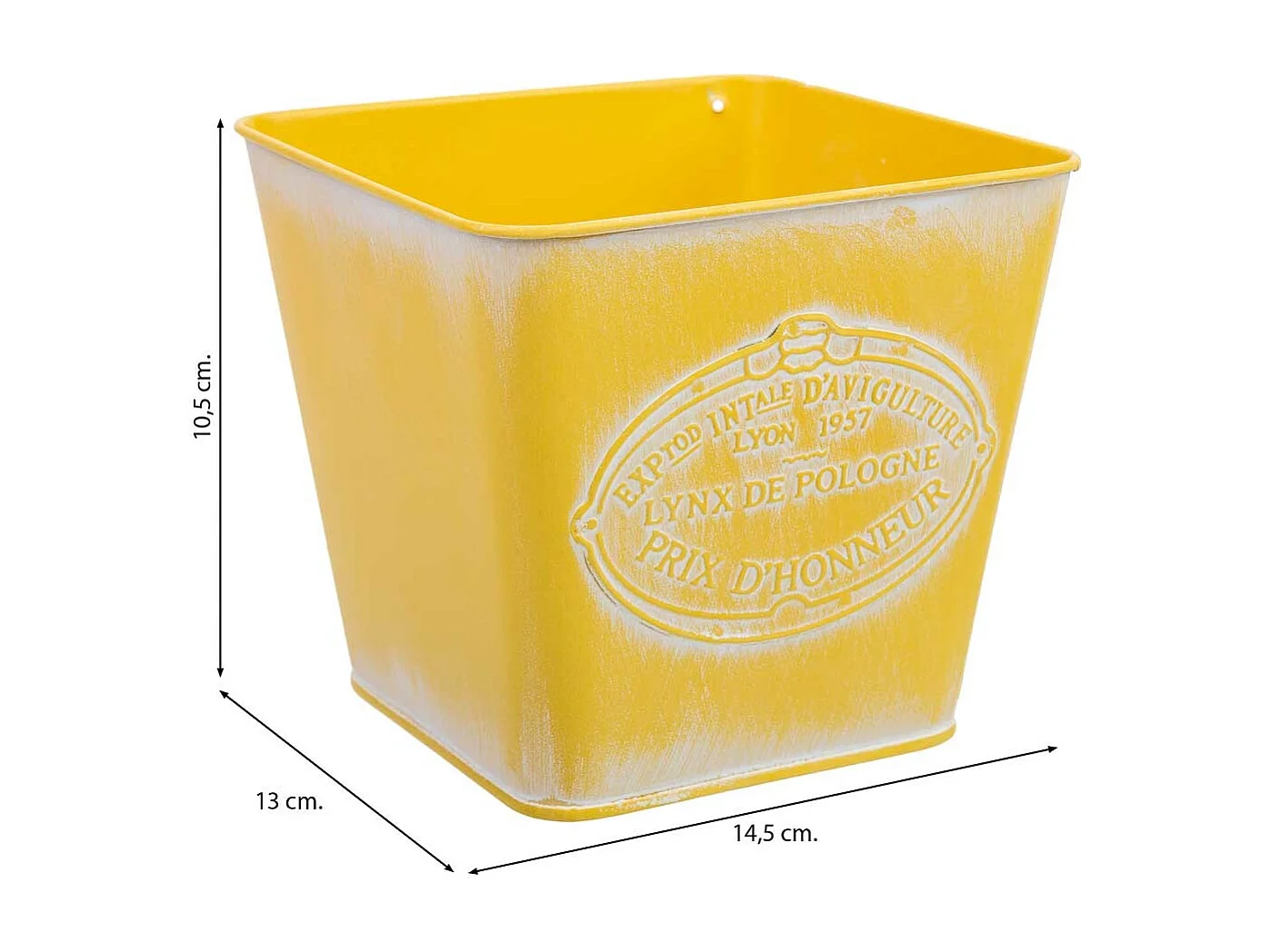 Cestino giallo in metallo 14,5x13x10,5