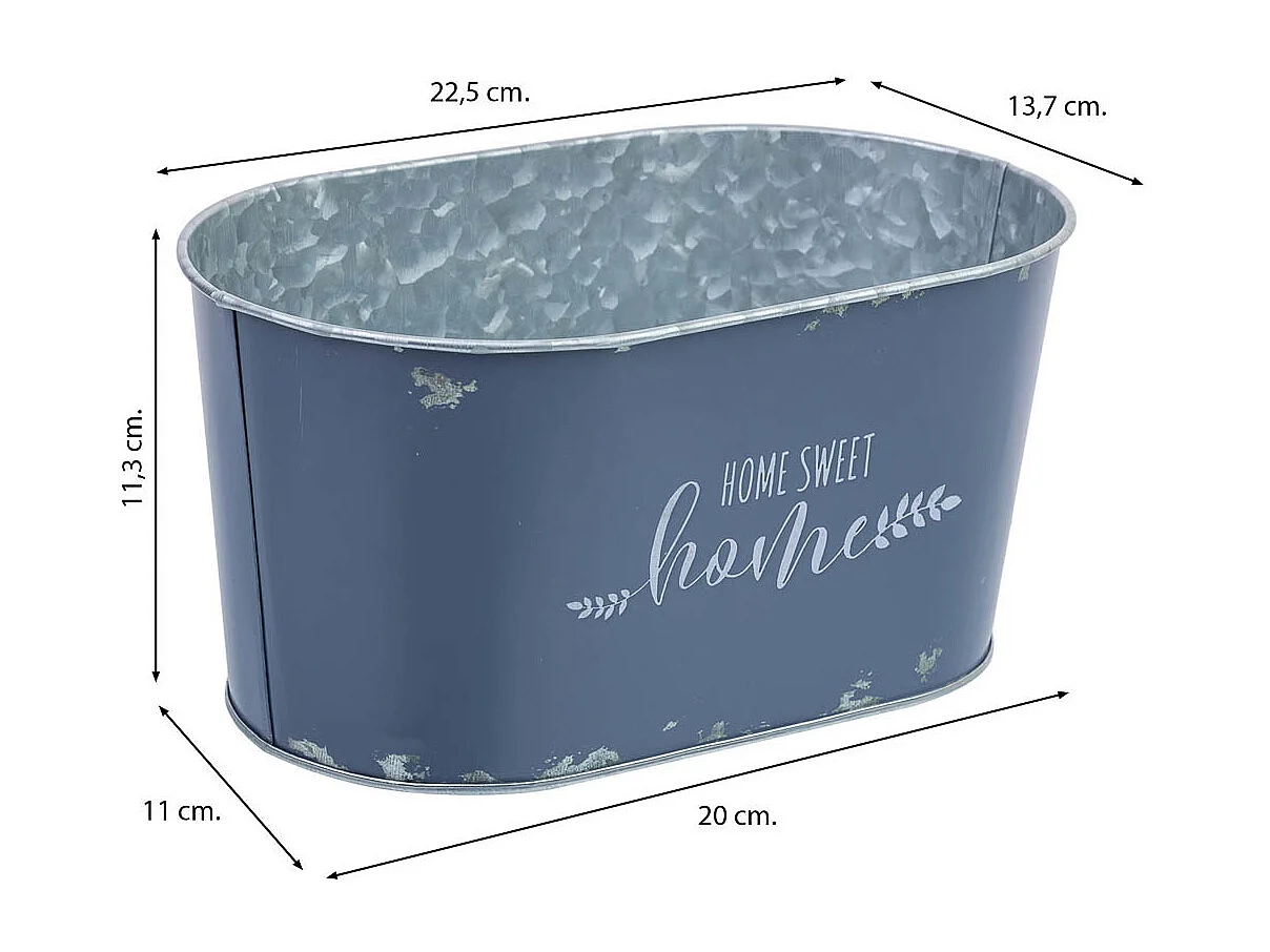 Cestino in metallo blu 22,5x13,7x11,3 B20x11