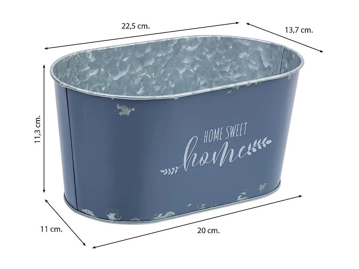 Cestino in metallo blu 22,5x13,7x11,3 B20x11