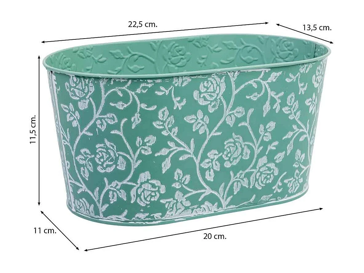 Cestino in metallo blu 22,5x13,5x11,5 B20x11