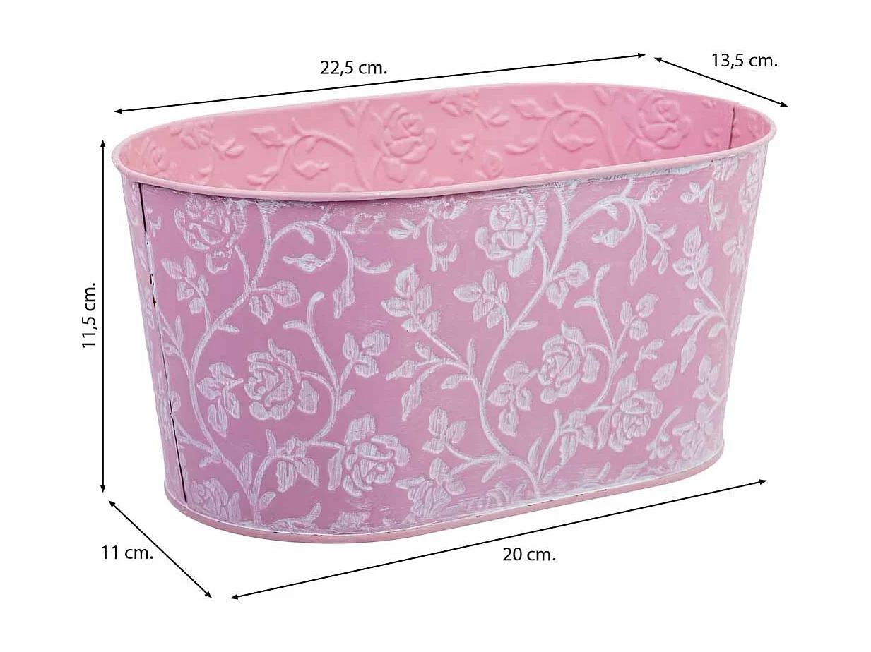 Cesto metálico cor-de-rosa 22,5x13,5x13,5x11,5 B20x11