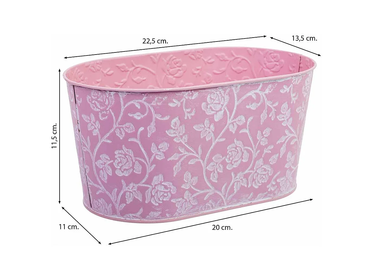 Rosa Metallkorb 22,5x13,5x11,5 B20x11