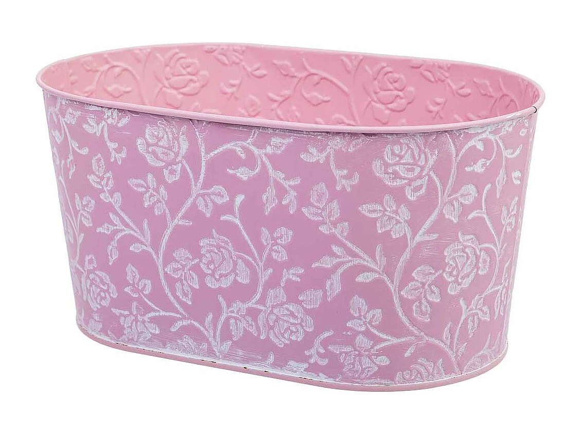 Cestino in metallo rosa 22,5x13,5x11,5 B20x11