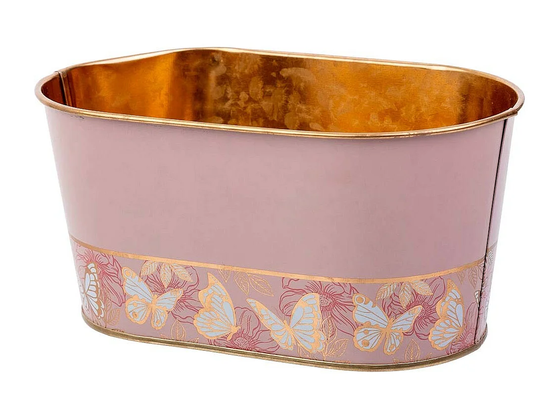 Panier en métal rose 19,5x11,5x9 B16,5x8,5