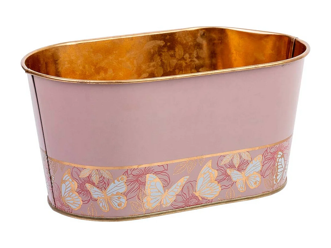 Panier en métal rose 19,5x11,5x9 B16,5x8,5