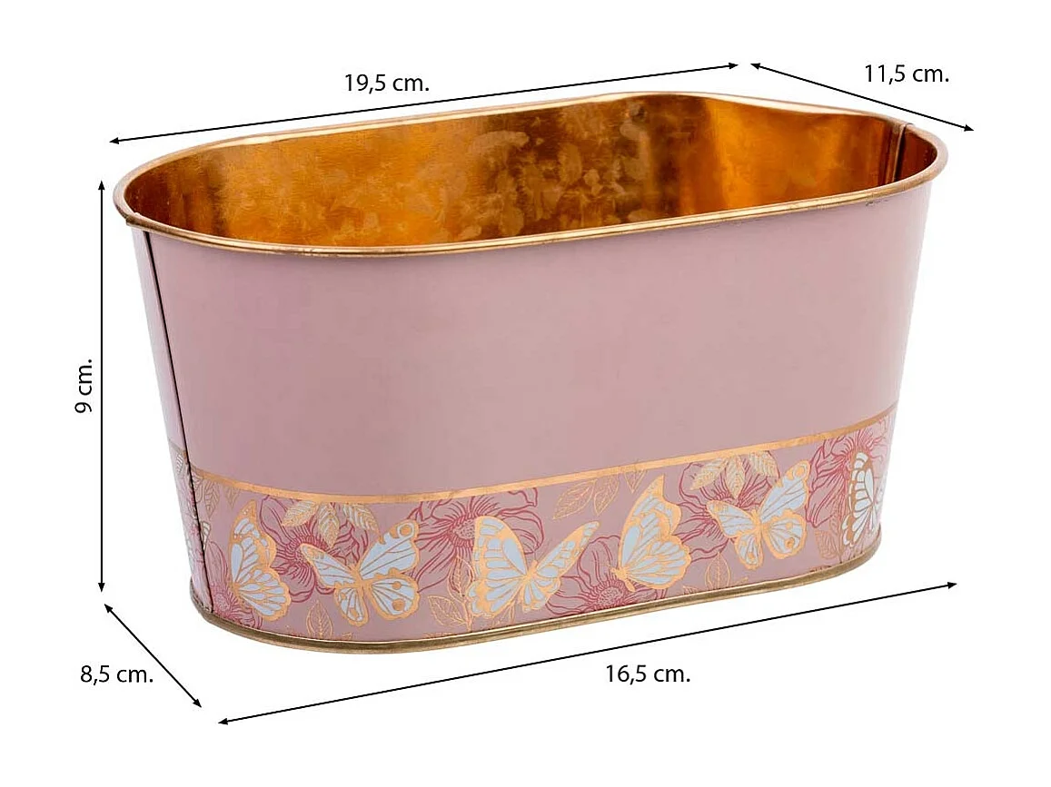 Panier en métal rose 19,5x11,5x9 B16,5x8,5