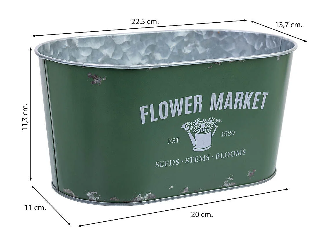 Cestino in metallo verde 22,5x13,7x11,3 B20x11