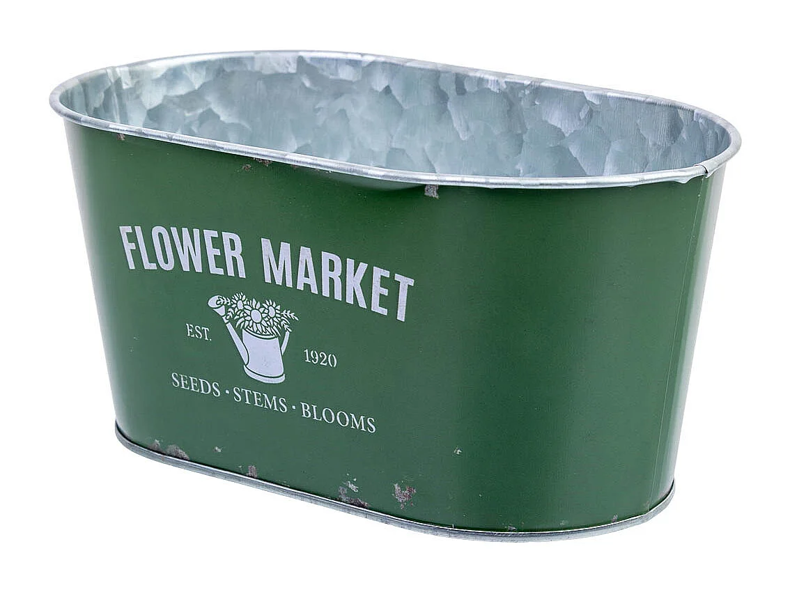 Panier en métal vert 19,5x11,5x9 B16,5x8,5