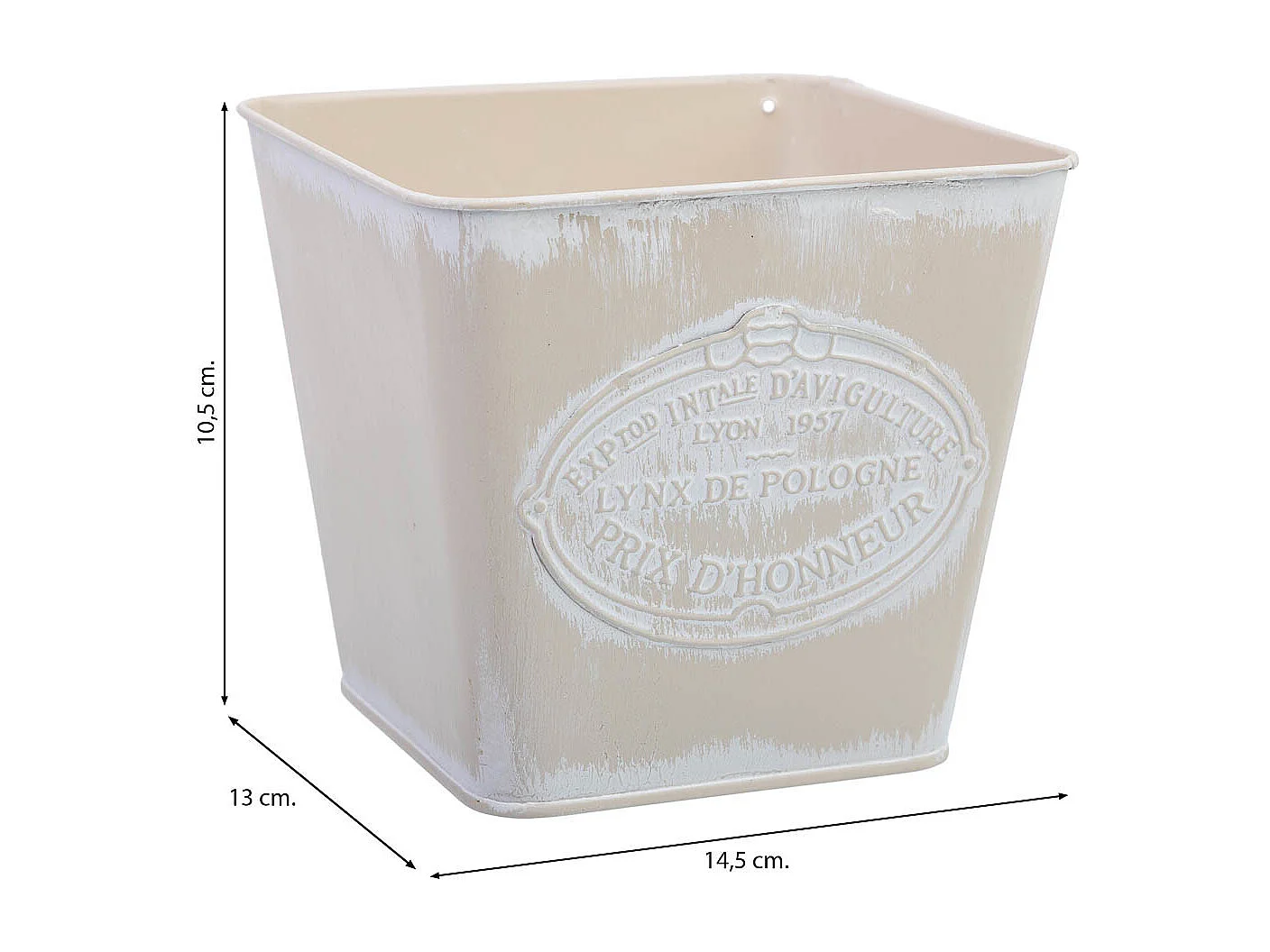 Cestino in metallo bianco 14,5x13x10,5