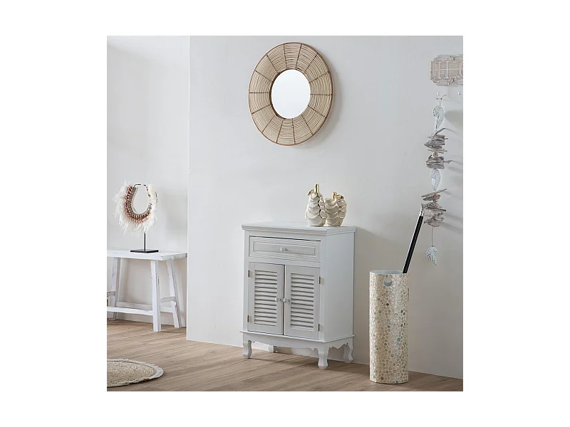 Weiße Holzbank 70x25x50h cm