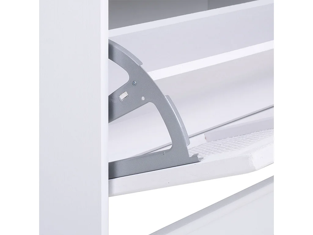 Banco para sapatos em madeira e malha branca 80x38x53