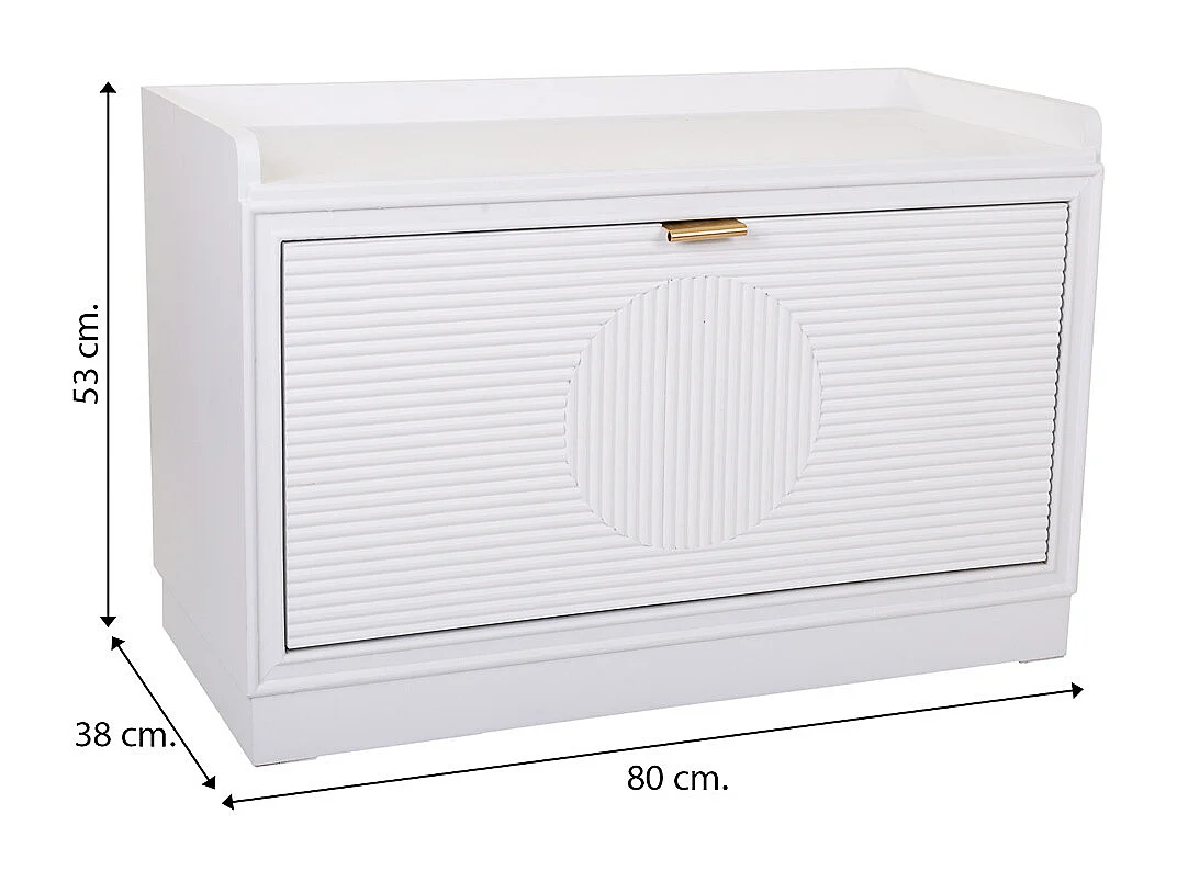 Weiße Schuhbank aus Holz 80x38x53h cm