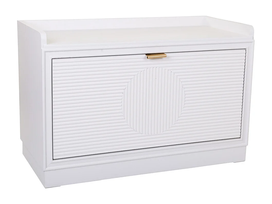 Banc porte-chaussures en bois blanc 80x38x53