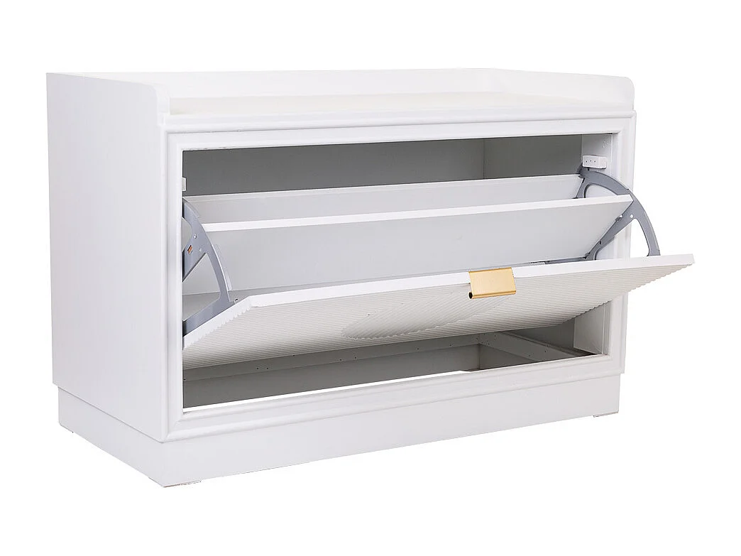 Banc porte-chaussures en bois blanc 80x38x53