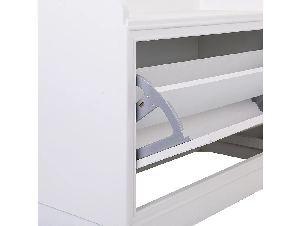 Banc porte-chaussures en bois blanc 80x38x53