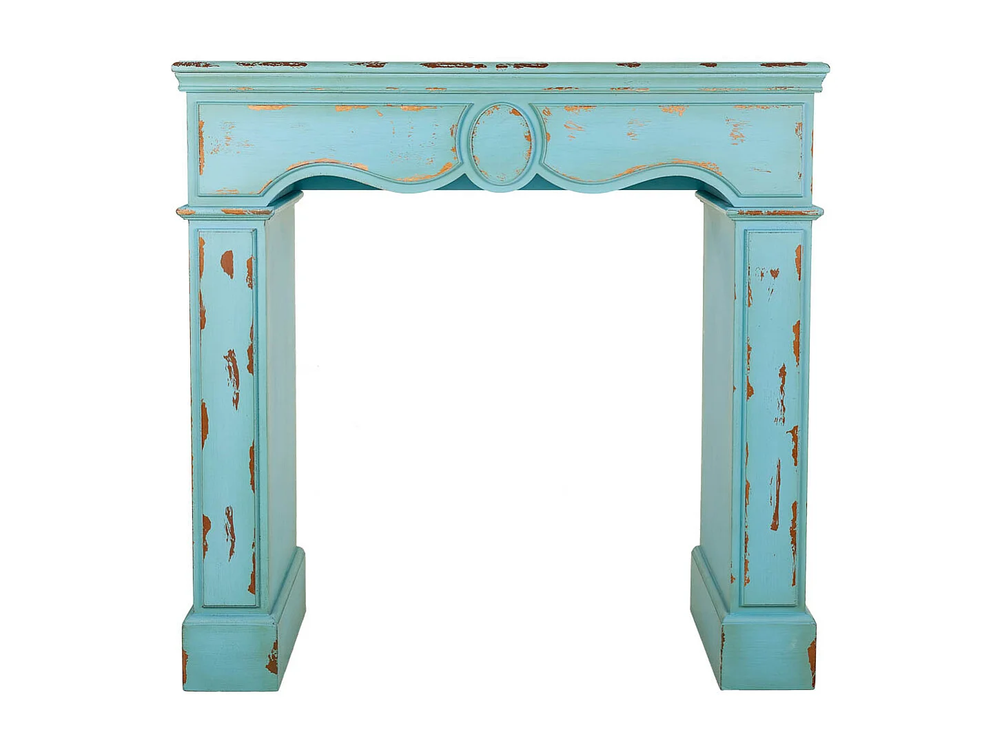 Cornice camino in legno blu 100x40x100h