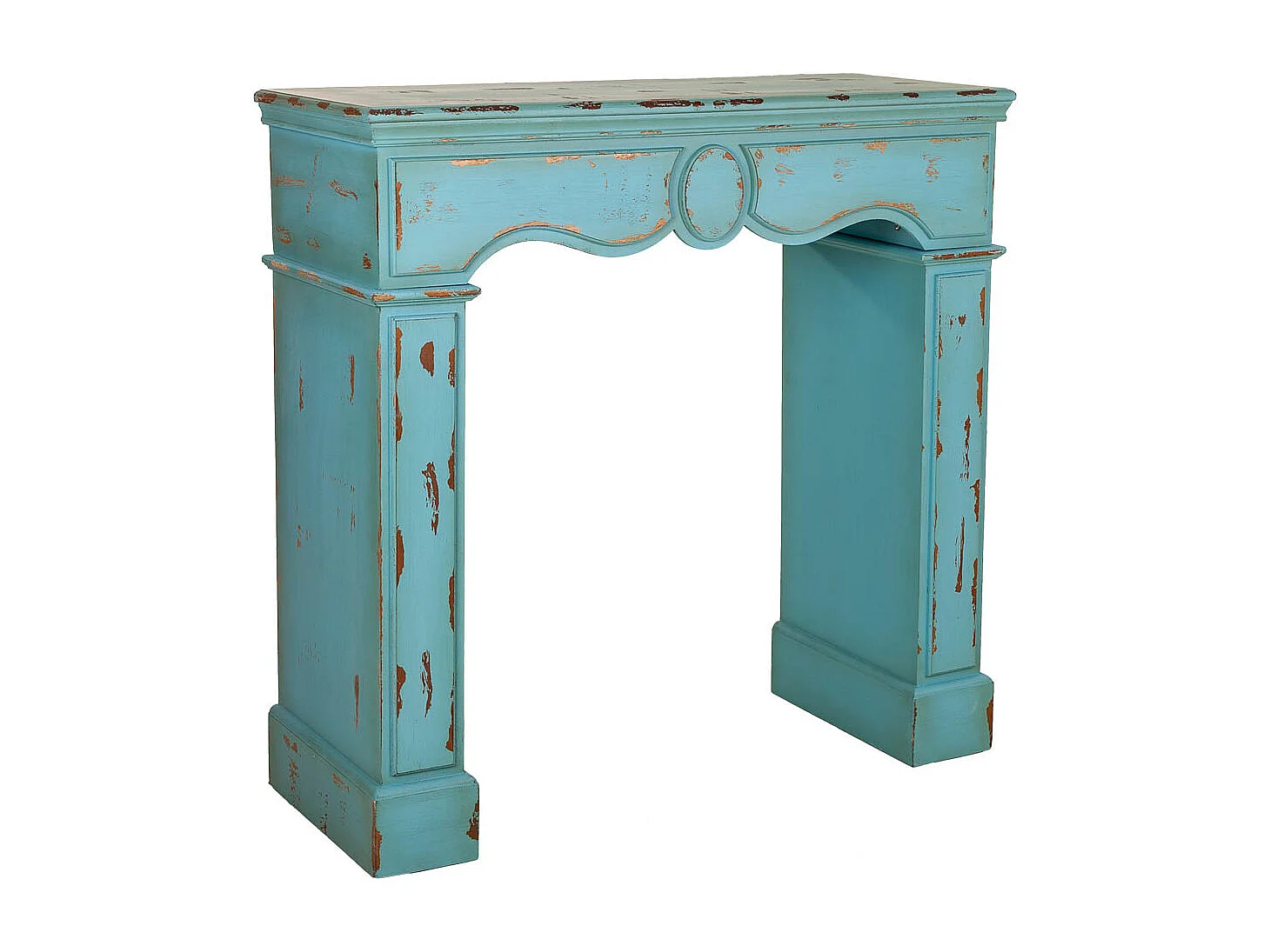 Cornice camino in legno blu 100x40x100h