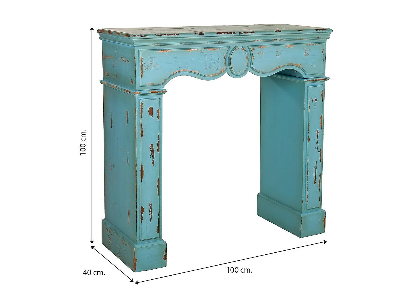 Cornice camino in legno blu 100x40x100h
