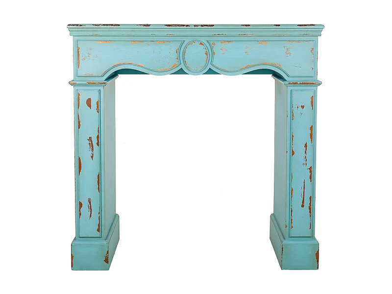 Cornice camino in legno blu 100x40x100h