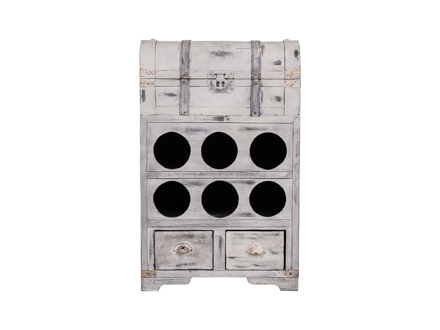 Baule portabottiglie in legno grigio 41x30x64h