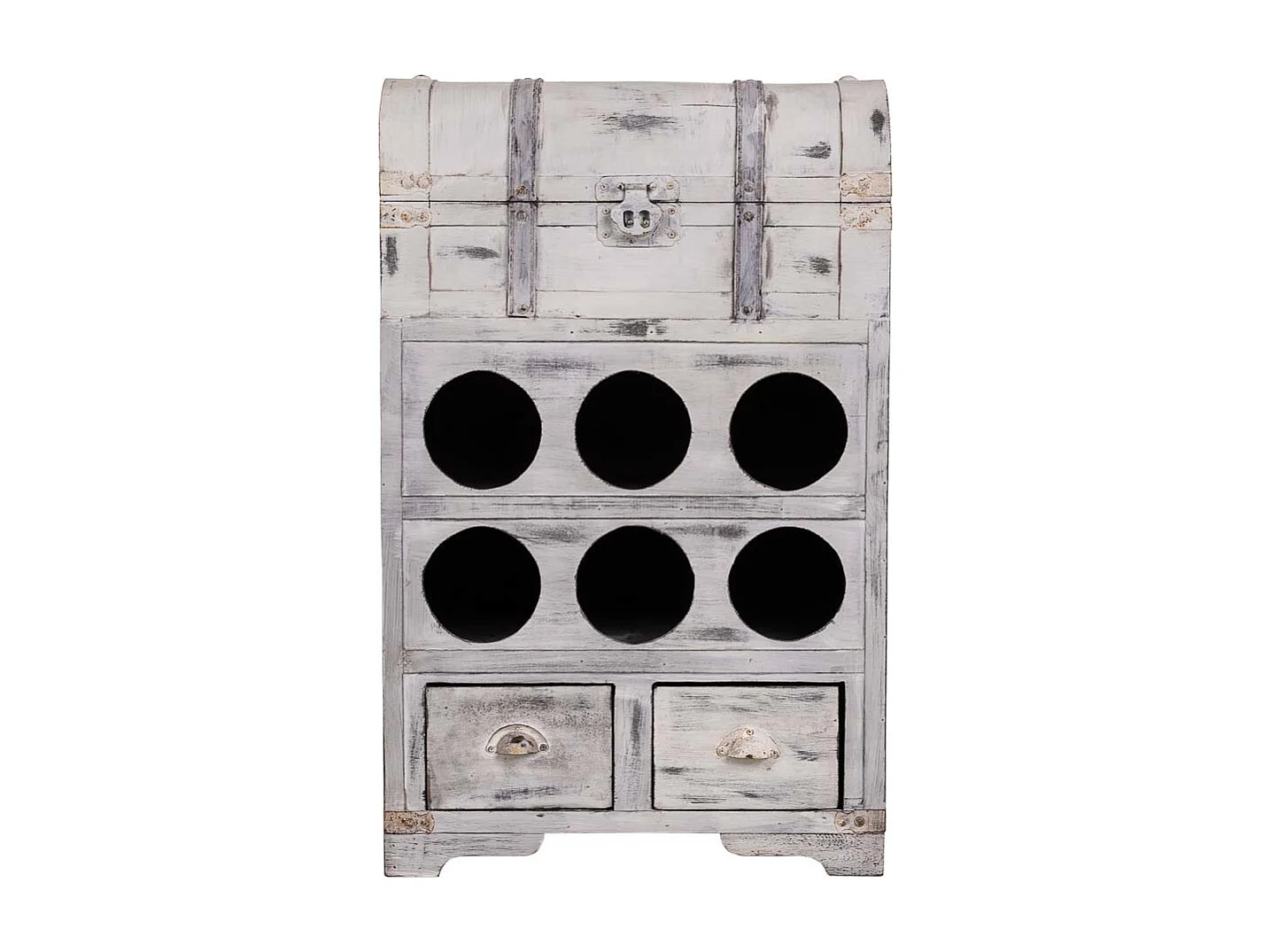 Baule portabottiglie in legno grigio 41x30x64h