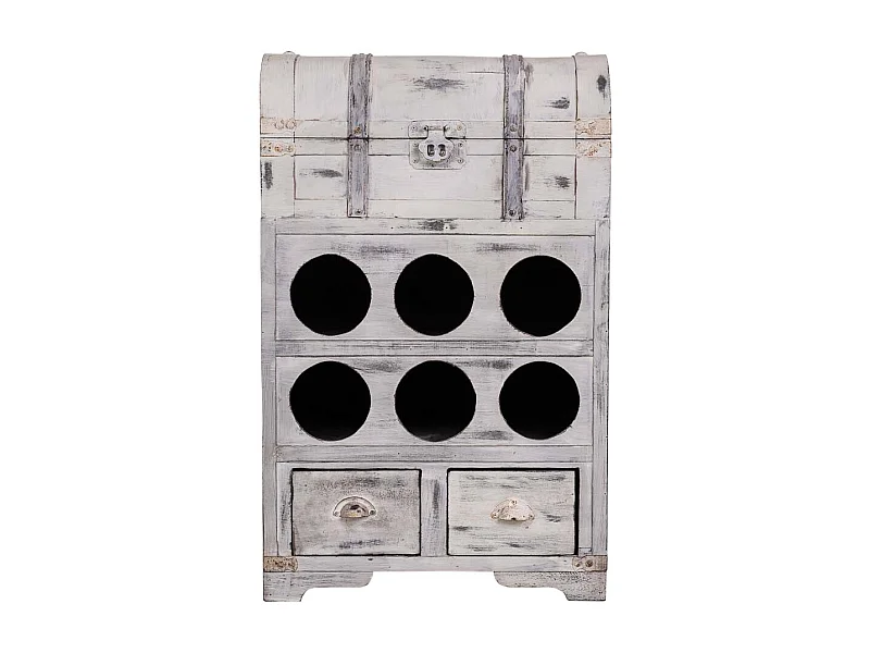 Baúl botellero de madera gris 41x30x64