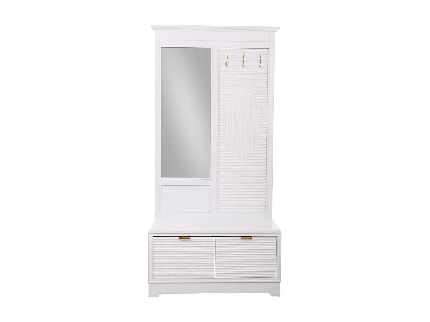 Console avec miroir en bois blanc 95x7x190h - 90x41x47h
