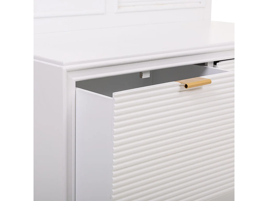 Console avec miroir en bois blanc 95x7x190h - 90x41x47h