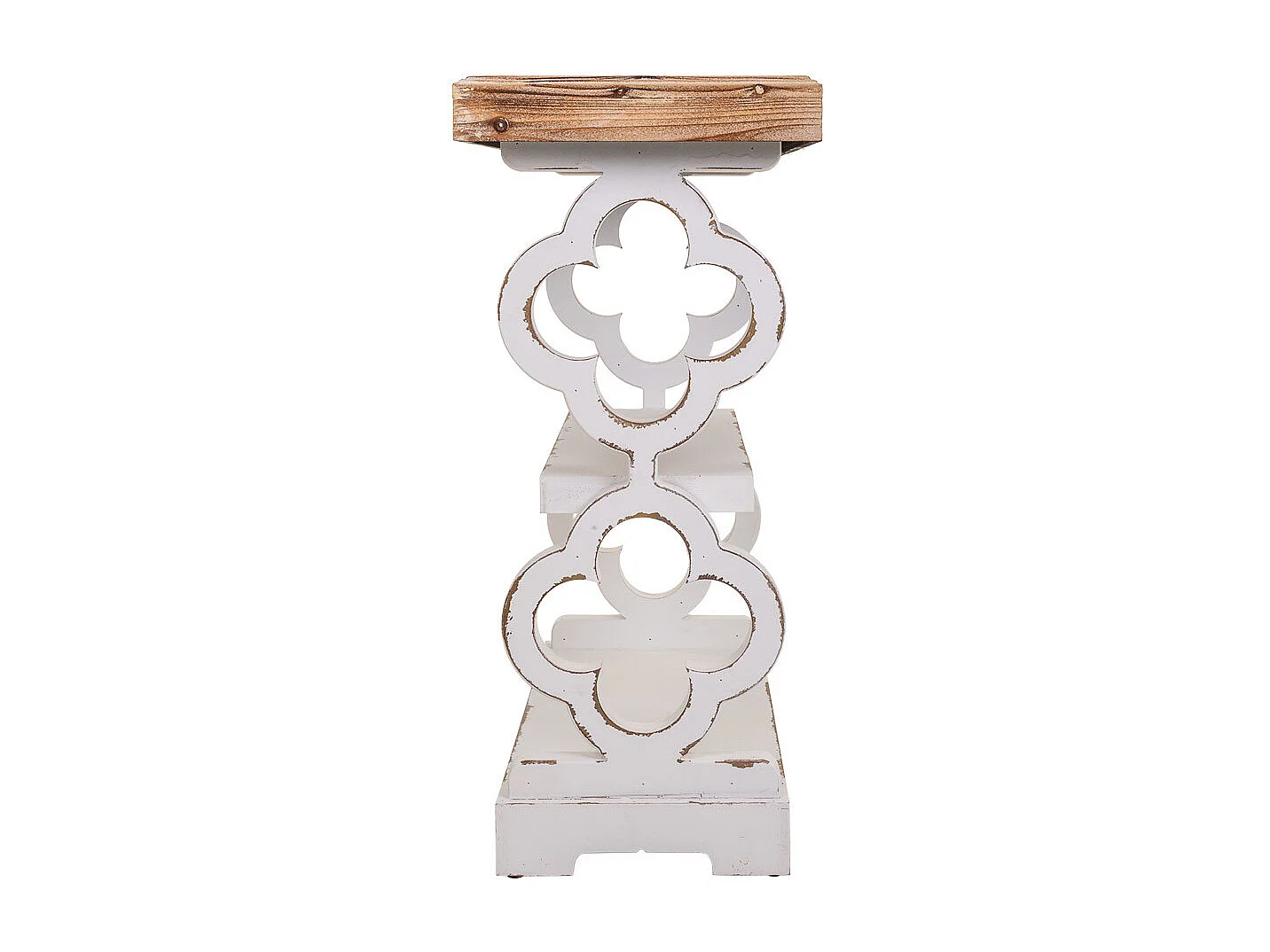 Mobile da ingresso in legno bianco intagliato 80x36x83h