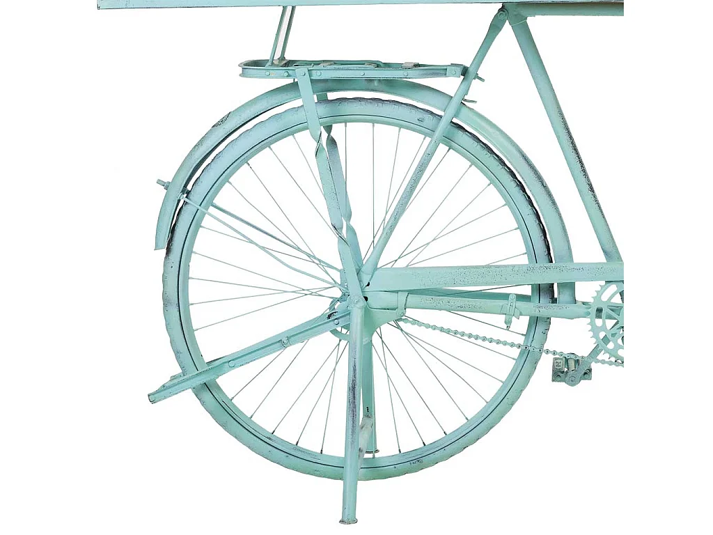 Meuble d'entrée en bois et métal laqué turquoise 198x50x94h