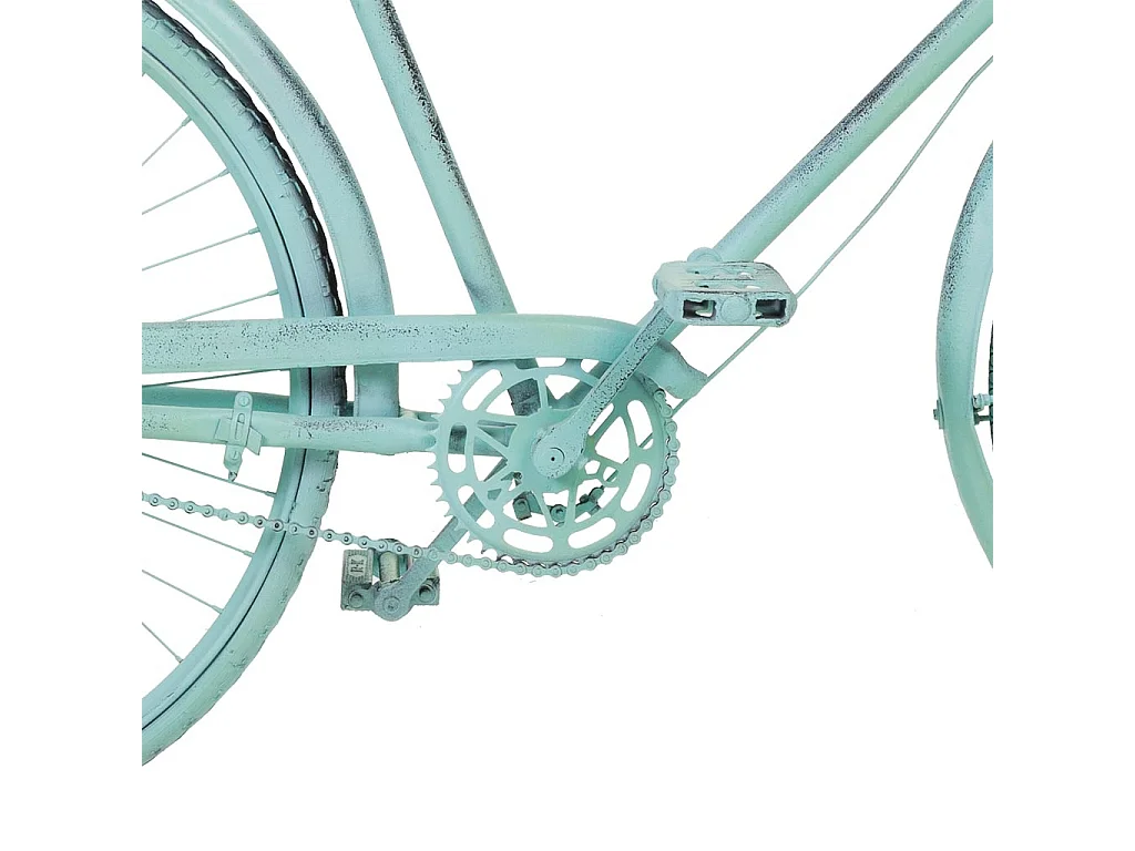 Meuble d'entrée en bois et métal laqué turquoise 198x50x94h