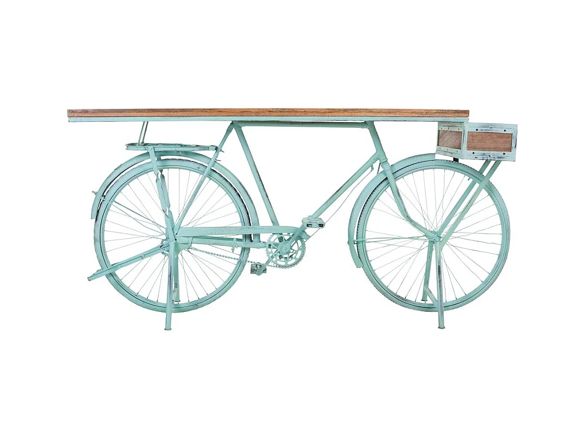 Entrée pour vélo en bois et métal laqué turquoise 198x50x94h