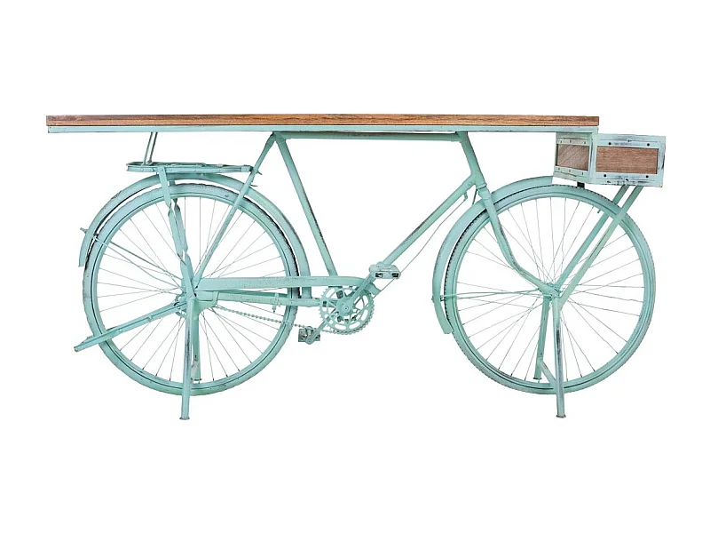 Mobili da ingresso in metallo laccato turchese e legno 198x50x94h