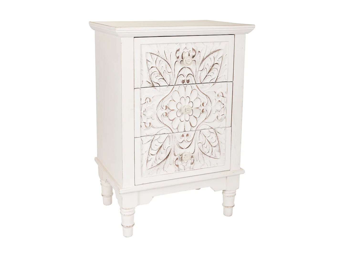 Mesa de cabeceira de madeira branca 46x32,5x67