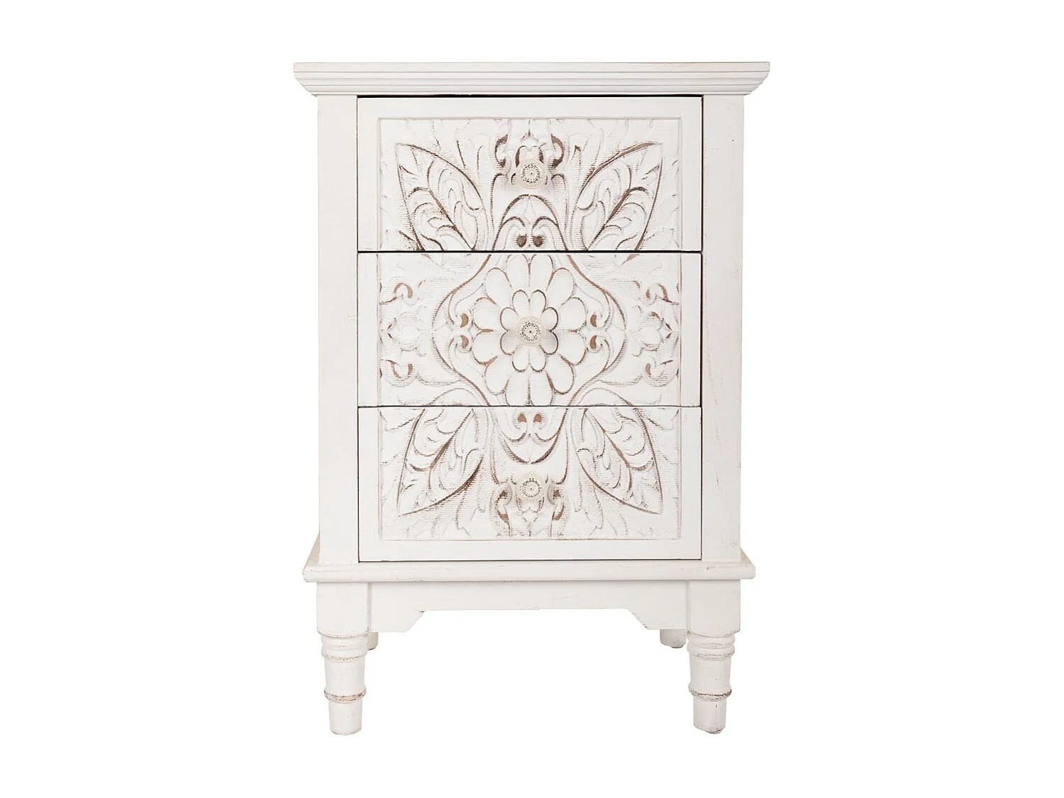 Mesa de cabeceira de madeira branca 46x32,5x67