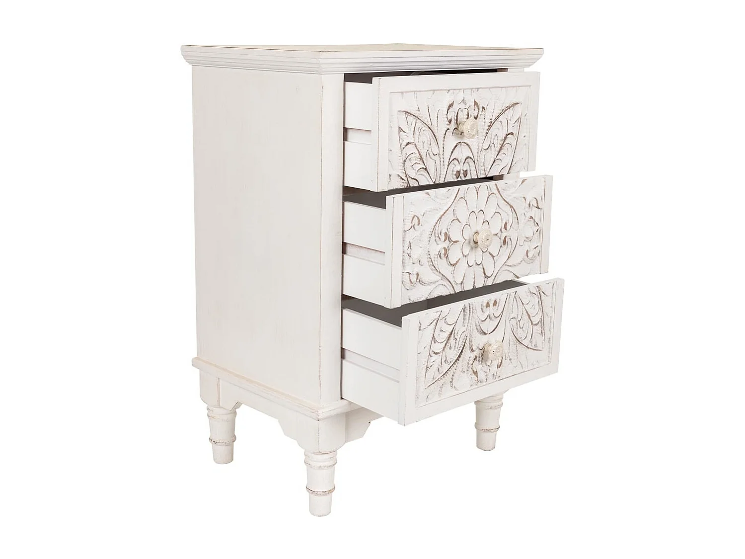 Mesa de cabeceira de madeira branca 46x32,5x67