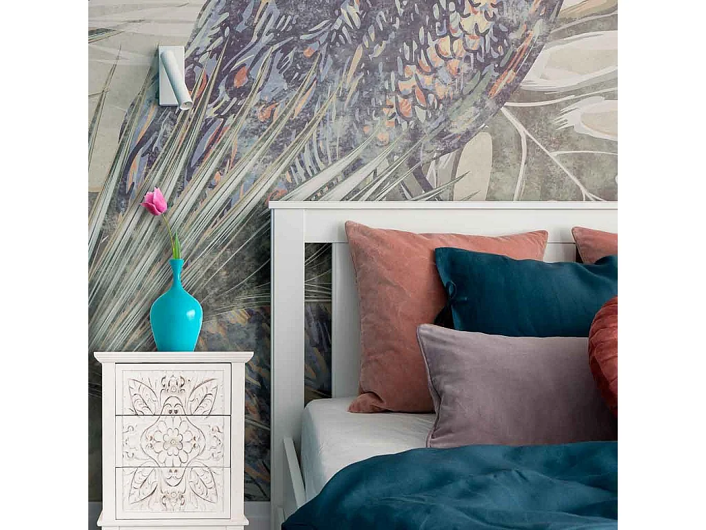 Nachttisch aus weißem Holz, 46 x 32,5 x 67 cm