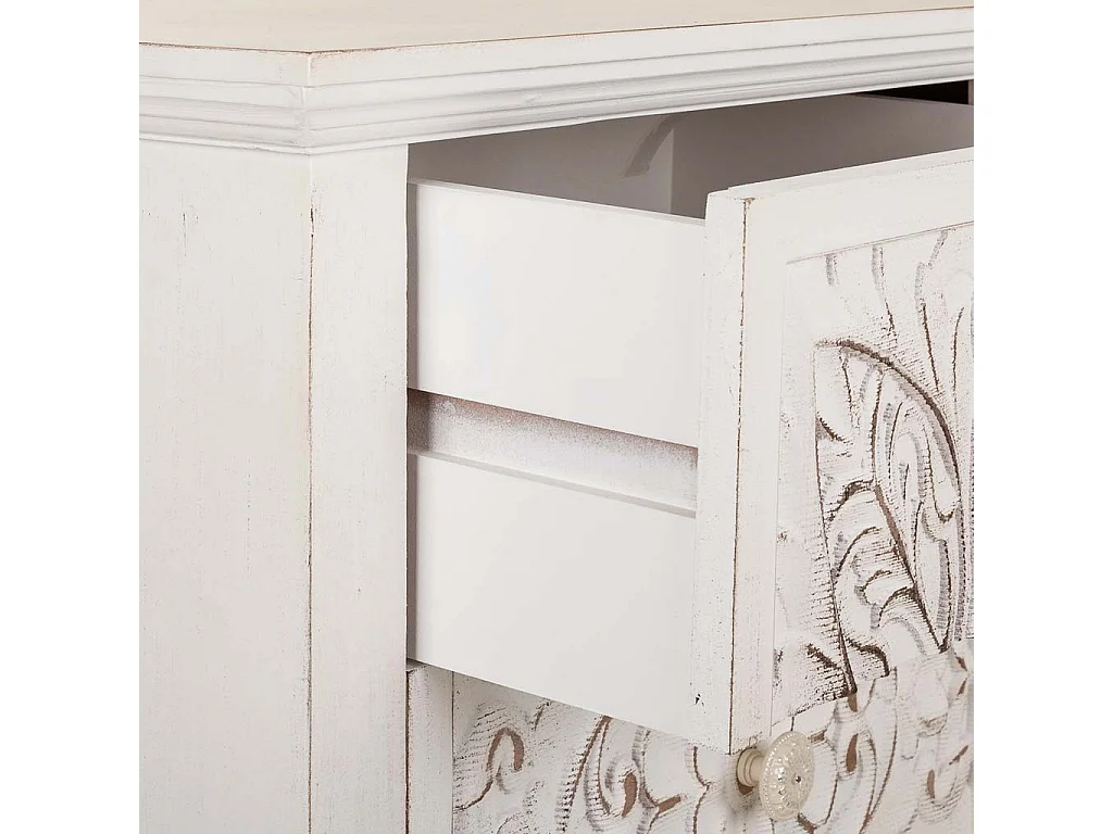 Nachttisch aus weißem Holz, 46 x 32,5 x 67 cm