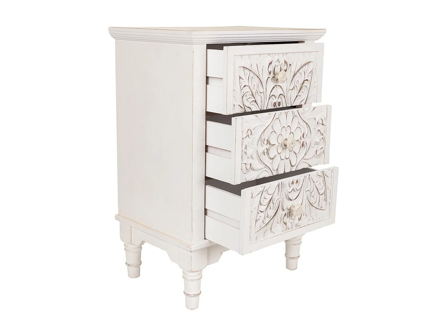 Nachttisch aus weißem Holz, 46 x 32,5 x 67 cm