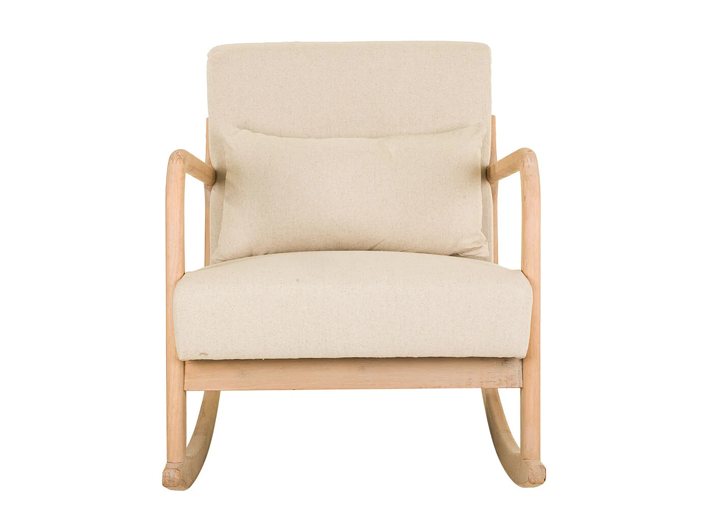 Cremefarbener, gepolsterter Schaukelsessel aus Holz, 66 x 88 x 47/78 h cm