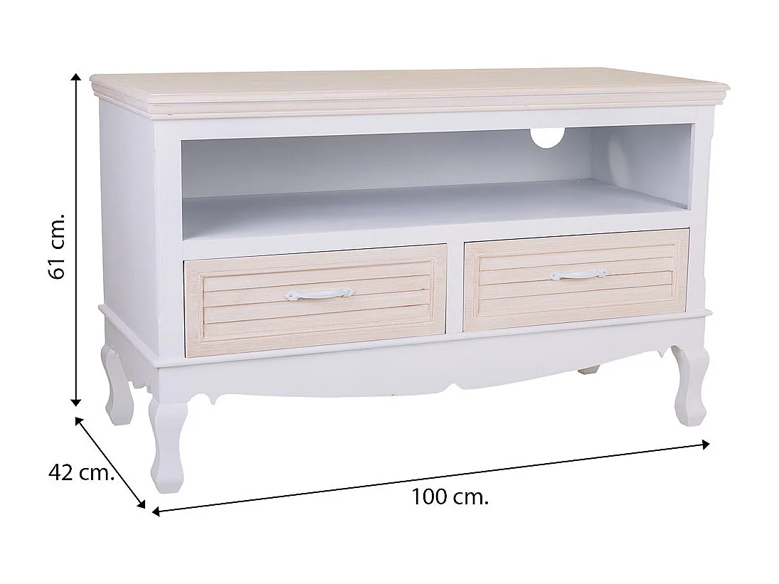 Meuble bas en bois blanc 100x42x61h