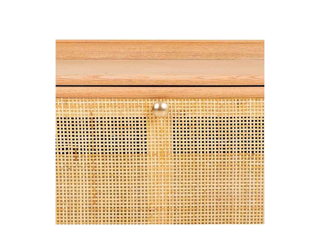 Schuhbank aus Holz und braunem Netz 80x38x53h cm