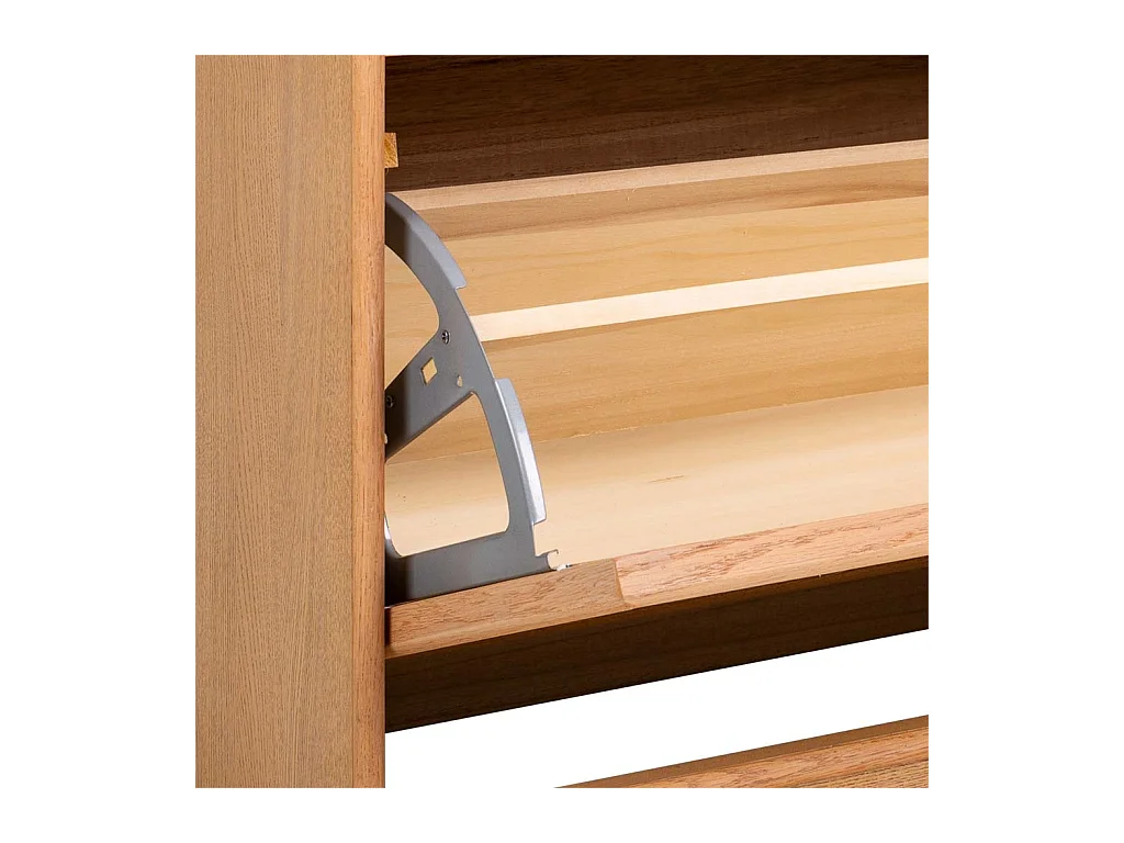 Schuhbank aus Holz und braunem Netz 80x38x53h cm